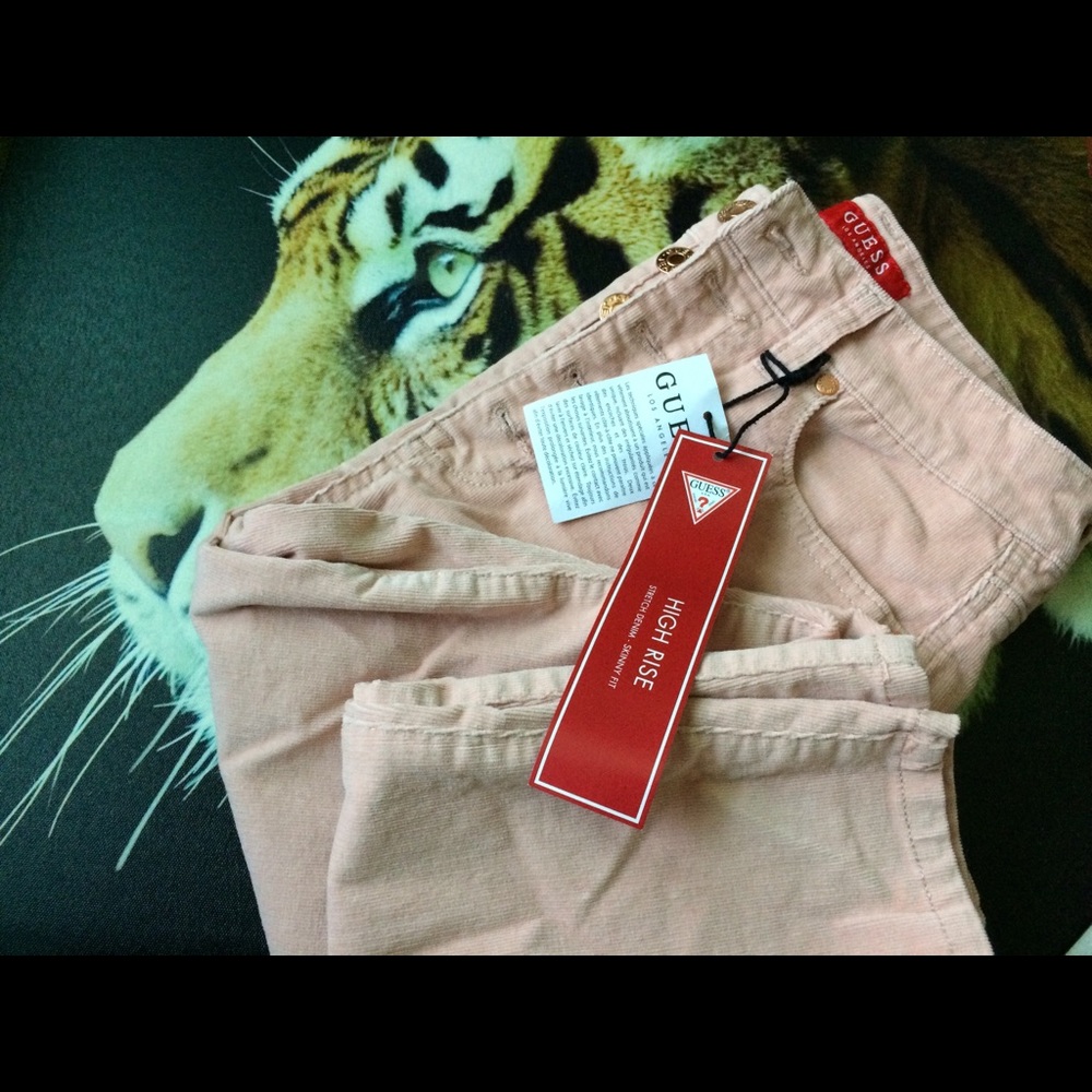 Guess Jeans corduroy, high rise, Rose Gold metal